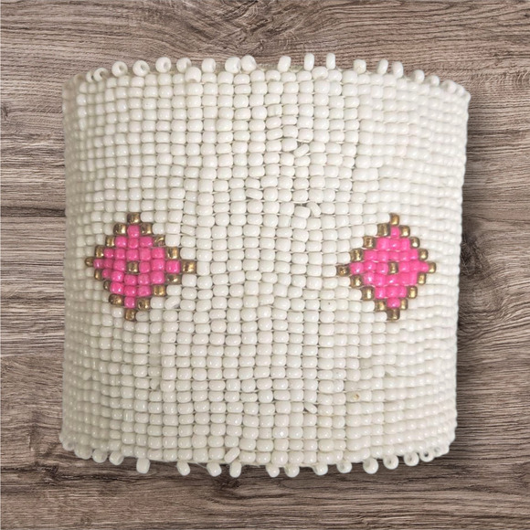 Laura Park white and pink beaded bangle NWT - Picture 4 of 9